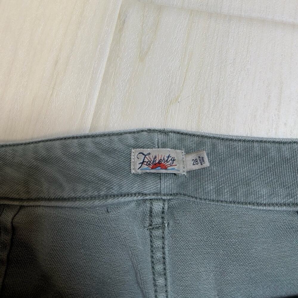 Faherty Stretch Terry Patch Pocket Pants Sage Green High Rise Wide Leg Size 28 - Picture 4 of 5